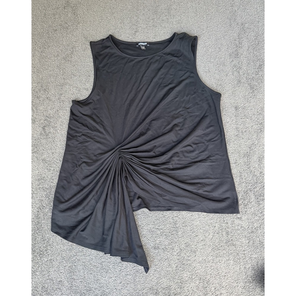 Express Black Asymmetrical Side Knot Draped Sleeveless Tank Top XL